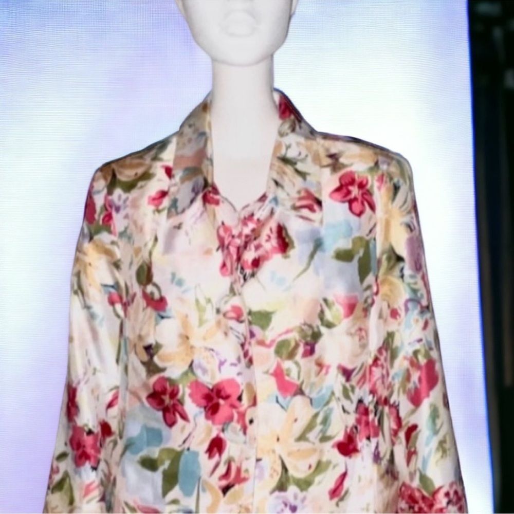 Dress Barn NWT Blazer Vintage Y2K Jacket Vibrant Floral Print Cropped Women’s M - Picture 14 of 16
